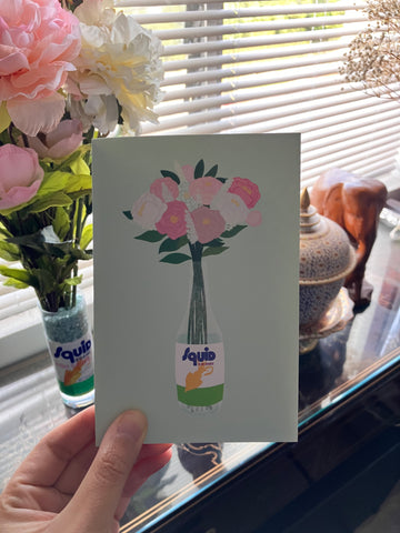 Fish Sauce Bottle with Peonies - Card