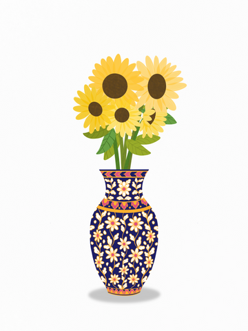 Benjarong with Sunflowers Print